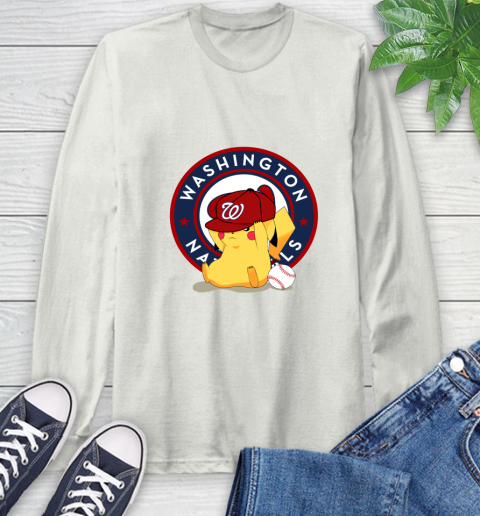 MLB Pikachu Baseball Sports Washington Nationals Long Sleeve T-Shirt 12