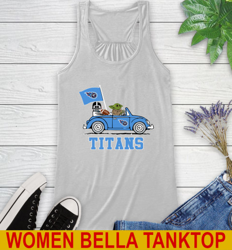 NFL Football Tennessee Titans Darth Vader Baby Yoda Driving Star Wars Shirt Racerback Tank