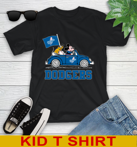 MLB Baseball Los Angeles Dodgers Pluto Mickey Driving Disney Shirt Youth T-Shirt 2