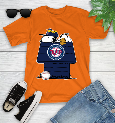 MLB Minnesota Twins Snoopy Woodstock The Peanuts Movie Baseball T Shirt Youth T-Shirt 7