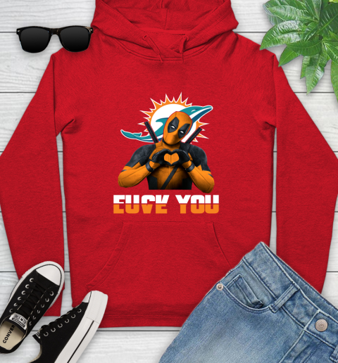 NHL Miami Dolphins Deadpool Love You Fuck You Football Sports Youth Hoodie 12