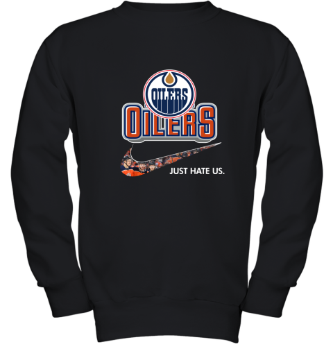 NHL Team Edmonton Oilers x Nike Just Hate Us Hockey Youth Sweatshirt