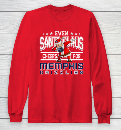 Memphis Grizzlies Even Santa Claus Cheers For Christmas NBA Long Sleeve T-Shirt 7