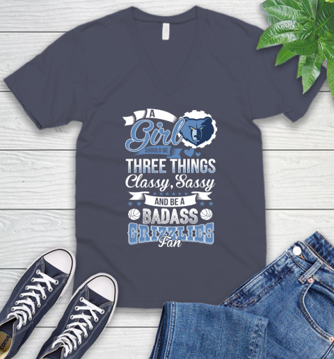Memphis Grizzlies NBA A Girl Should Be Three Things Classy Sassy And A Be Badass Fan V-Neck T-Shirt 7