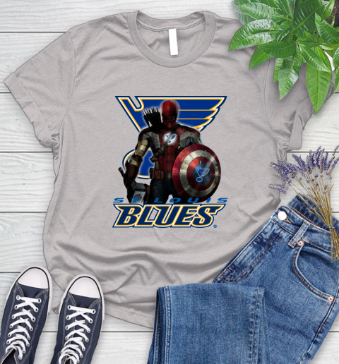 NHL Captain America Thor Spider Man Hawkeye Avengers Endgame Hockey St.Louis Blues Women's T-Shirt 10