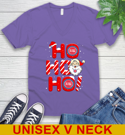 Detroit Pistons NBA Basketball Ho Ho Ho Santa Claus Merry Christmas Shirt V-Neck T-Shirt 8