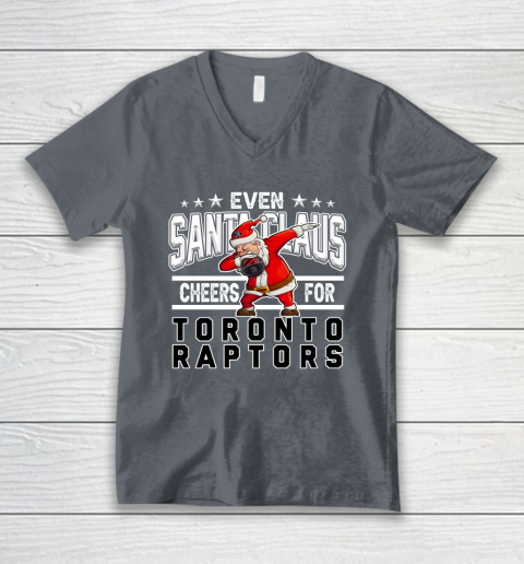 Toronto Raptors Even Santa Claus Cheers For Christmas NBA V-Neck T-Shirt 4