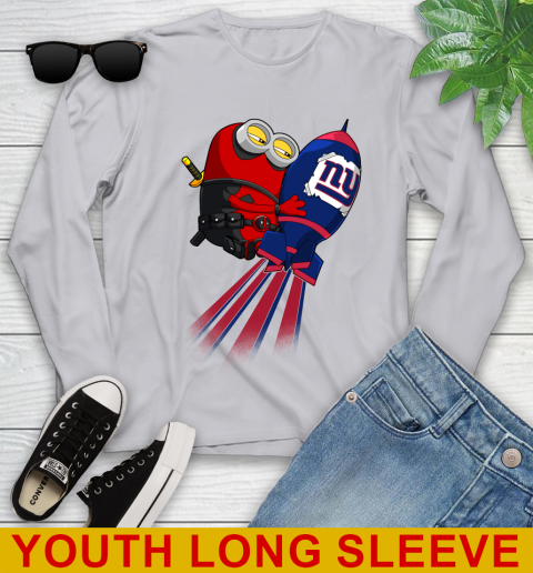 NFL Football New York Giants Deadpool Minion Marvel Shirt Youth Long Sleeve 5