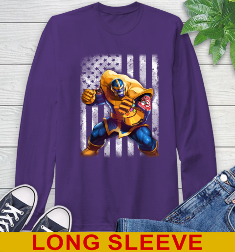 NBA Basketball Atlanta Hawks Thanos Marvel American Flag Shirt Long Sleeve T-Shirt 5