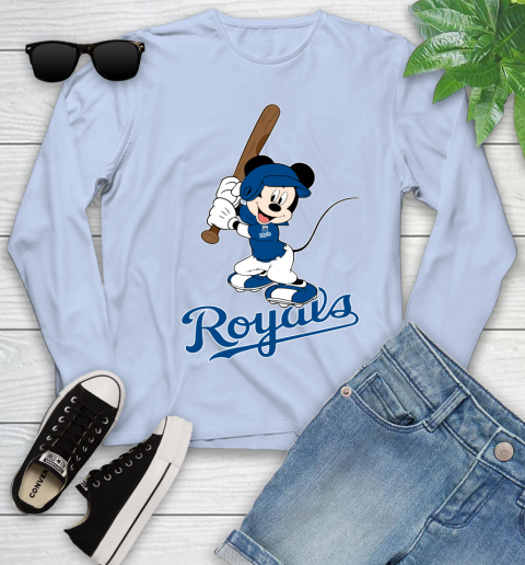 MLB Baseball Kansas City Royals Cheerful Mickey Mouse Shirt Youth Long Sleeve 9