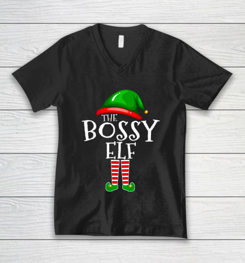 The Bossy Elf Group Matching Family Christmas V-Neck T-Shirt