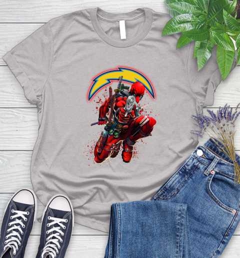 NFL Deadpool Marvel Comics Sports Football Los Angeles Chargers Women's T-Shirt 10