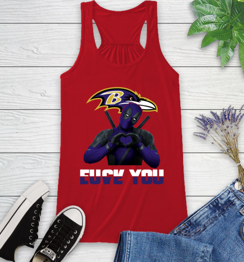 NHL Baltimore Ravens Deadpool Love You Fuck You Football Sports Racerback Tank 5