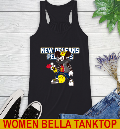 New Orleans Pelicans NBA Basketball Mickey Peace Sign Sports Racerback Tank 2