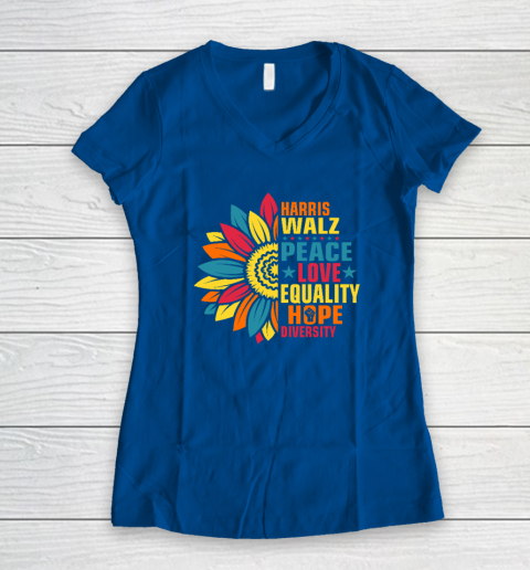 Equality Hope Diversity Kamala Harris Waltz Peace Love Women's V-Neck T-Shirt 5