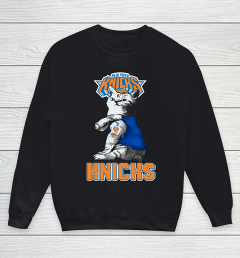 NBA Basketball My Cat Loves New York Knicks Youth Sweatshirt