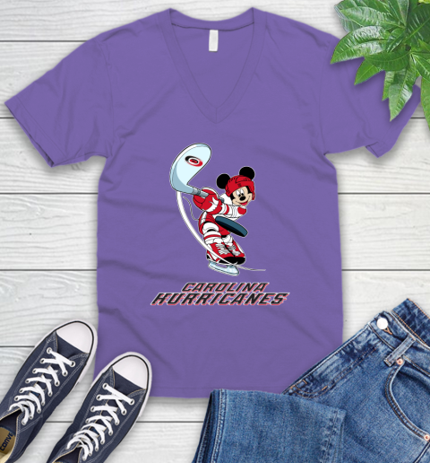 NHL Hockey Carolina Hurricanes Cheerful Mickey Mouse Shirt V-Neck T-Shirt 9