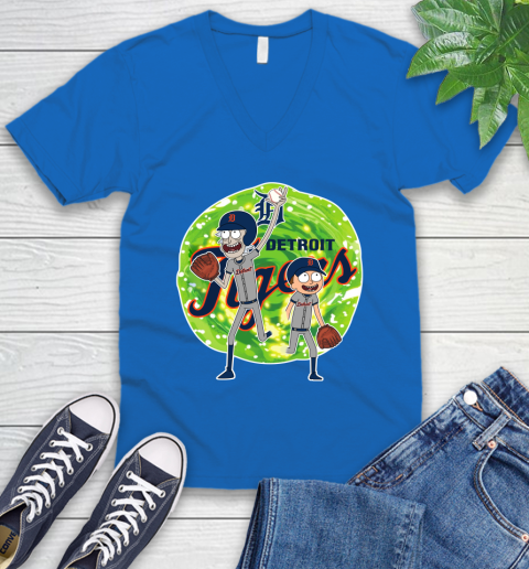 MLB Detroit Tigers Rick And Morty Baseball Sports V-Neck T-Shirt 6