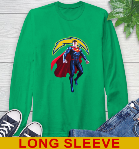 NFL Superman DC Sports Football Los Angeles Chargers Long Sleeve T-Shirt 7