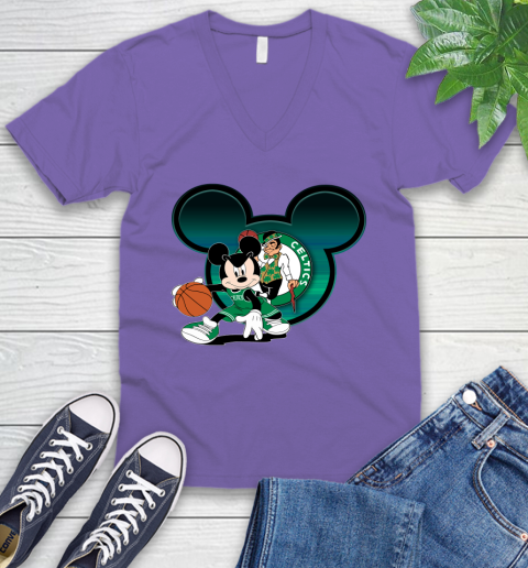 NBA Boston Celtics Mickey Mouse Disney Basketball V-Neck T-Shirt 10