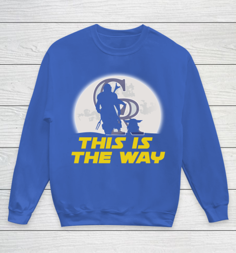 Colorado Rockies MLB Baseball Star Wars Yoda And Mandalorian This Is The Way Youth Sweatshirt 6