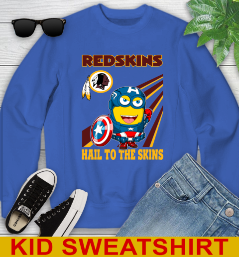 NFL Football Washington Redskins Captain America Marvel Avengers Minion Hail To The Skín Shirt Youth Sweatshirt 6