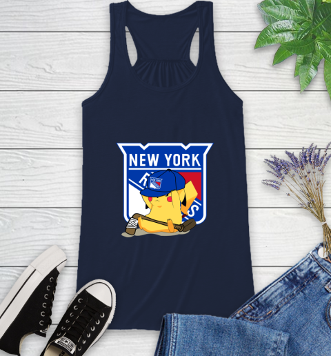 NHL Pikachu Hockey Sports New York Rangers Racerback Tank 12