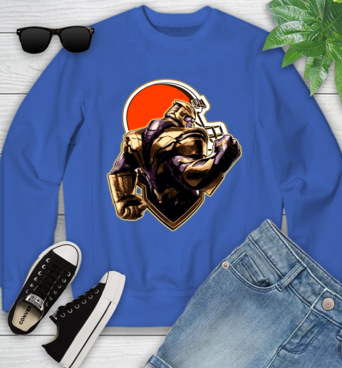 NFL Thanos Avengers Endgame Football Sports Cleveland Browns Youth Sweatshirt 8