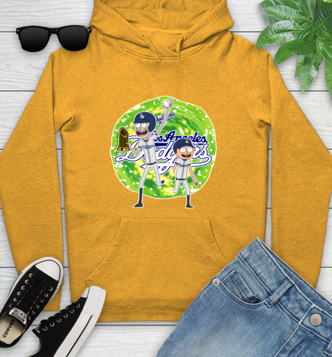 MLB Los Angeles Dodgers Rick And Morty Commissioner's Trophy Baseball Sports Youth Hoodie 3