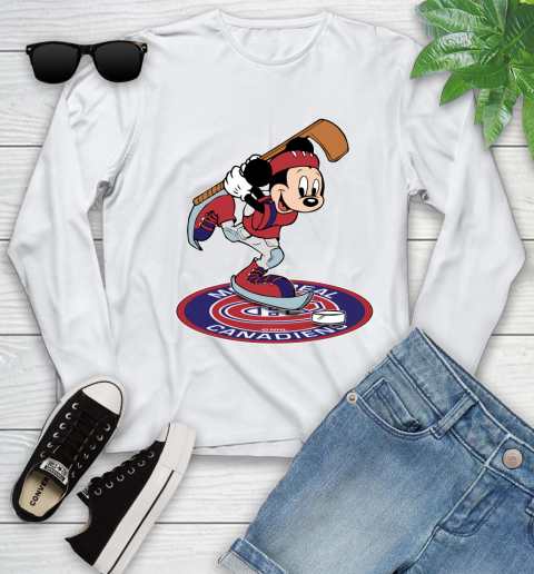 NHL Hockey Montreal Canadiens Cheerful Mickey Disney Shirt Youth Long Sleeve 2