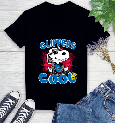 NBA Basketball LA Clippers Cool Snoopy Shirt Women's V-Neck T-Shirt