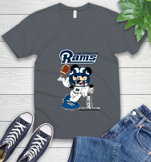 NFL Los Angeles Rams Mickey Mouse Disney Super Bowl Football T Shirt V-Neck T-Shirt 5
