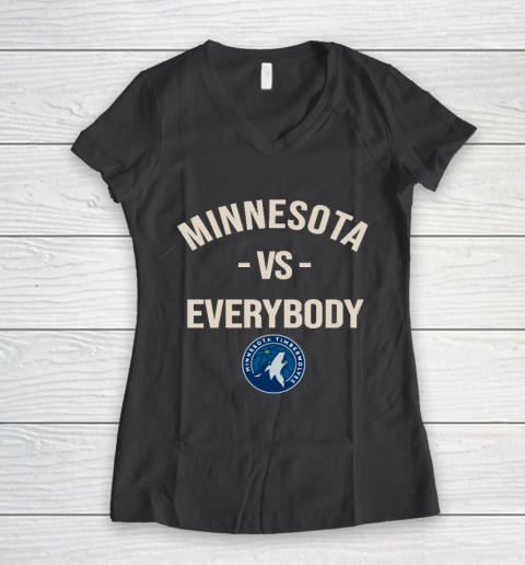 Minnesota Timberwolves Vs Everybody Women's V-Neck T-Shirt 6