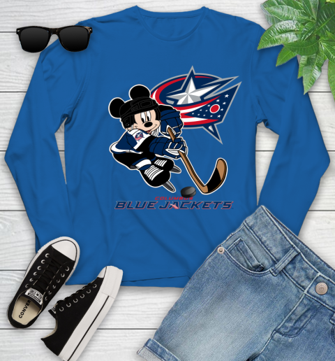 NHL Columbus Blue Jackets Mickey Mouse Disney Hockey T Shirt Youth Long Sleeve 9