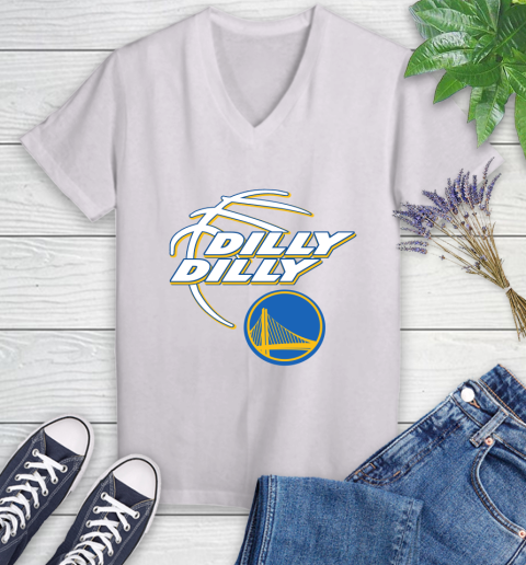 NBA Golden State Warriors Dilly Dilly Basketball Sports Women's V-Neck T-Shirt