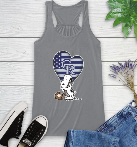 Colorado Rockies MLB Baseball The Peanuts Movie Adorable Snoopy Racerback Tank 5