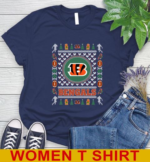 Cincinnati Bengals Merry Christmas NFL Football Loyal Fan Women's T-Shirt 12