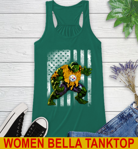 Pittsburgh Steelers Hulk Marvel Avengers NFL Football American Flag Racerback Tank 5