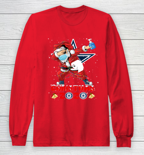 Dallas Cowboys Funny Santa Claus Dabbing Christmas 2020 NFL Long Sleeve T-Shirt 7