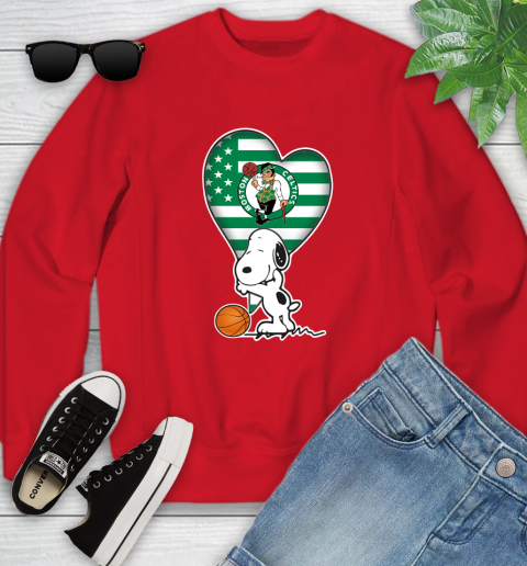 Boston Celtics NBA Basketball The Peanuts Movie Adorable Snoopy Youth Sweatshirt 9