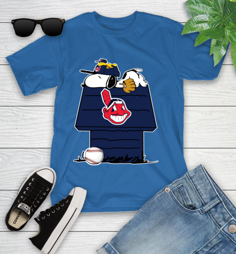 MLB Cleveland Indians Snoopy Woodstock The Peanuts Movie Baseball T Shirt Youth T-Shirt 9