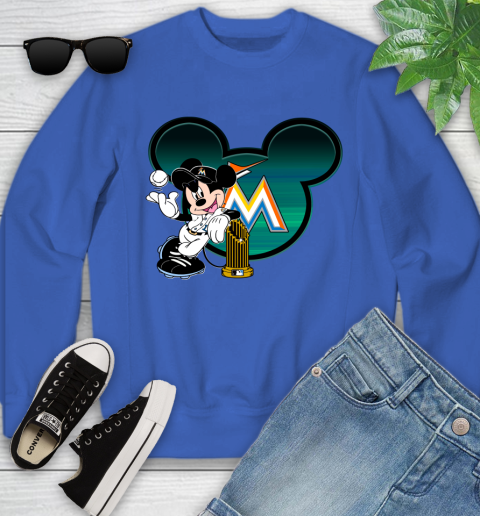 MLB Miami Marlins The Commissioner's Trophy Mickey Mouse Disney Youth Sweatshirt 8