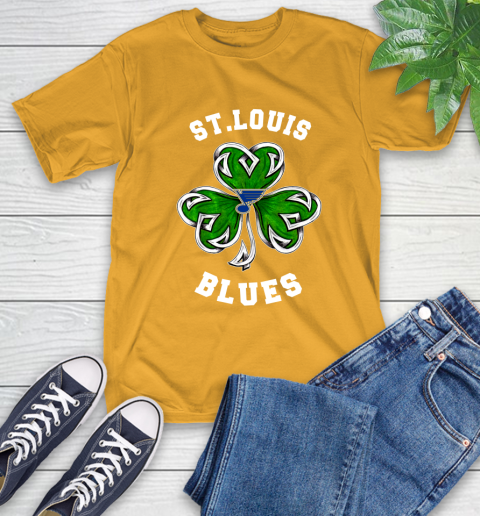 NHL St.Louis Blues Three Leaf Clover St Patrick's Day Hockey Sports T-Shirt 2