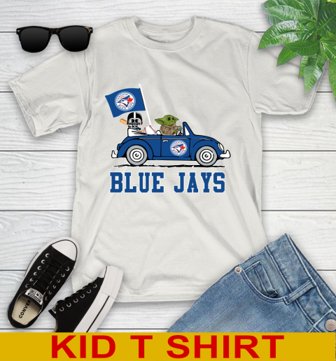 MLB Baseball Toronto Blue Jays Darth Vader Baby Yoda Driving Star Wars Shirt Youth T-Shirt 12