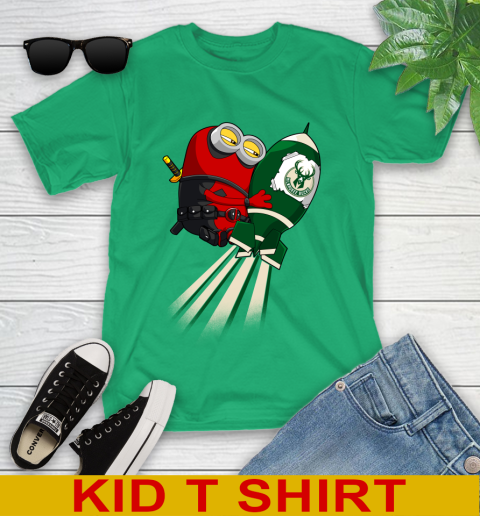 NBA Basketball Milwaukee Bucks Deadpool Minion Marvel Shirt Youth T-Shirt 7