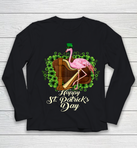 Irish Flamingo Green Saint Patrick Day Lucky St Pattys Youth Long Sleeve