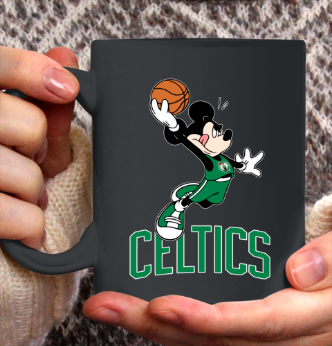 NBA Basketball Boston Celtics Cheerful Mickey Mouse Shirt Ceramic Mug 15oz
