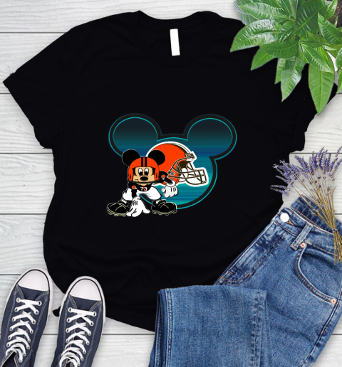 NFL Cleveland Browns Mickey Mouse Disney Football T Shirt Women's T-Shirt 2