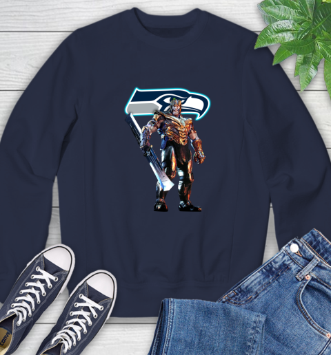 NFL Thanos Gauntlet Avengers Endgame Football Seattle Seahawks Sweatshirt 3
