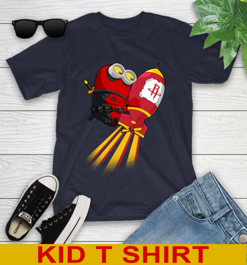 NBA Basketball Houston Rockets Deadpool Minion Marvel Shirt Youth T-Shirt 3 NBA Basketball Houston Rockets Deadpool Minion Marvel Shirt Youth T-Shirt - Image 3